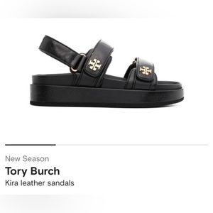 Tory Burch Kira Leather Sandals Black Size 8 Brand New